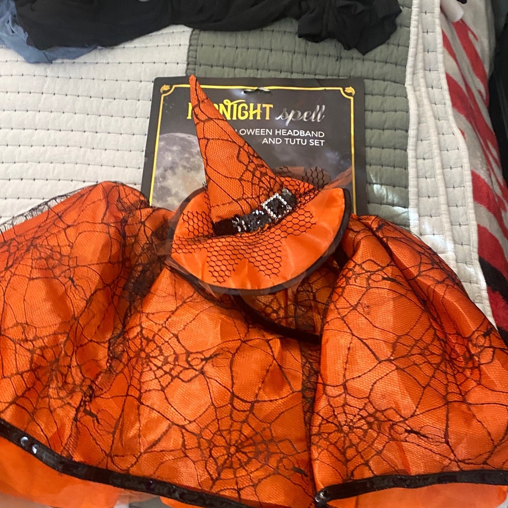 Orange Witch Hat and Tutu Set